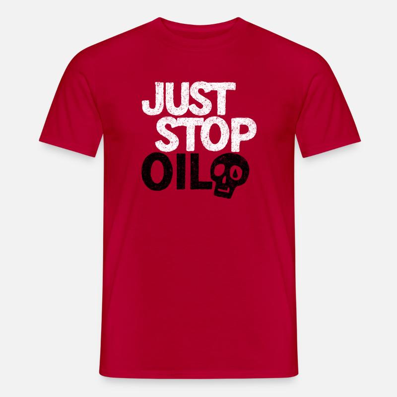 Auffällige „Just Stop“-Protestgrafik - Männer T-Shirt - Rot
