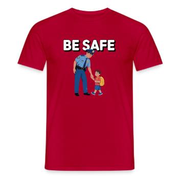 Illustration d'un policier et d'un enfant - T-shirt homme - rouge - Devant - AI Model Male 178 dark (178cm)