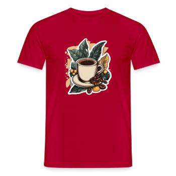 Kaffee - Männer T-Shirt - Rot - Vorne - AI Model Male 178 dark (178cm)