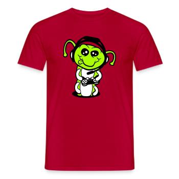 Gamer Caterpillar Nerd Gaming Controller Console Game - Men's T-Shirt - red - Front - AI Model Male 178 dark (178cm)