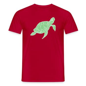 Green Sea Turtle Ocean Illustration - Men's T-Shirt - red - Front - AI Model Male 178 dark (178cm)