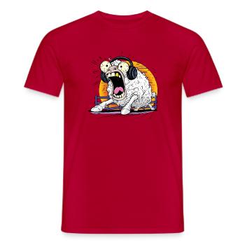Crying Sheep with Headphones - Men's T-Shirt - red - Front - AI Model Male 178 dark (178cm)