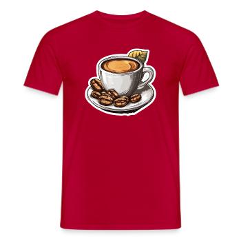 Kaffee - Männer T-Shirt - Rot - Vorne - AI Model Male 178 dark (178cm)