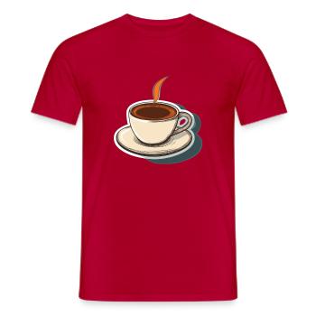 Kaffee - Männer T-Shirt - Rot - Vorne - AI Model Male 178 dark (178cm)