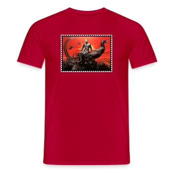 Dark fantasy with bird raven red landscape - Men's T-Shirt - red - Front - AI Model Male 178 dark (178cm)