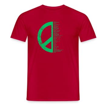Pacyfka - Paix - Paix en 60 langues - T-shirt homme - rouge - Devant - AI Model Male 178 dark (178cm)