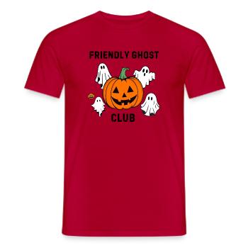Pumpkin and Ghosts funny design for Halloween style. - Men's T-Shirt - red - Front - AI Model Male 178 dark (178cm)