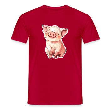 Pig Piglet - Men's T-Shirt - red - Front - AI Model Male 178 dark (178cm)