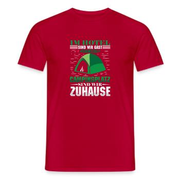 Camper Camping Caravan Saying - Men's T-Shirt - red - Front - AI Model Male 178 dark (178cm)