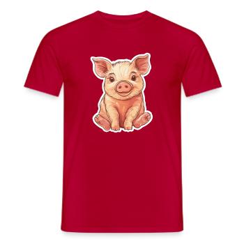 Schwein Ferkel - Männer T-Shirt - Rot - Vorne - AI Model Male 178 dark (178cm)