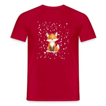 Fox with snowflakes - Men's T-Shirt - red - Front - AI Model Male 178 dark (178cm)