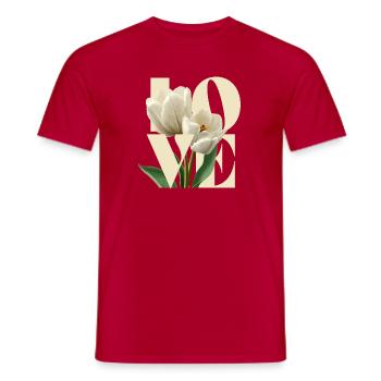 Élégant motif floral de tulipe crème - T-shirt homme - rouge - Devant - AI Model Male 178 dark (178cm)