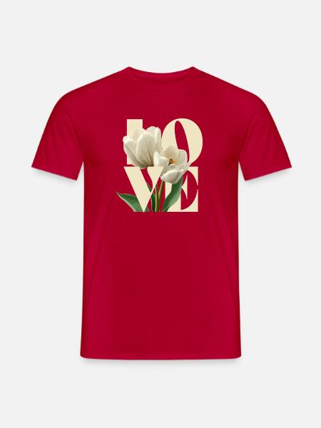 Elegant Cream Tulip Floral Design - Men's T-Shirt - red