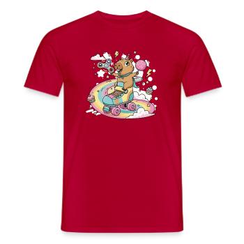 Capybara on Skate with Color Festival - Men's T-Shirt - red - Front - AI Model Male 178 dark (178cm)