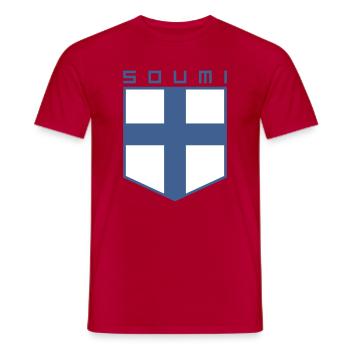 Soumi, Finlande - T-shirt homme - rouge - Devant - AI Model Male 178 dark (178cm)