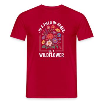 Blumenwiese mit Wildblumen - Männer T-Shirt - Rot - Vorne - AI Model Male 178 dark (178cm)