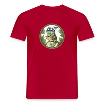 Gecko aventurier avec chapeau de pirate - T-shirt homme - rouge - Devant - AI Model Male 178 dark (178cm)