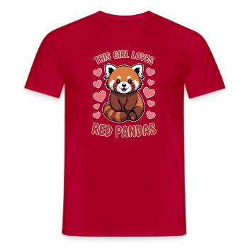 Mignon panda roux avec des motifs de cœur - T-shirt homme - rouge - Devant - AI Model Male 178 dark (178cm)