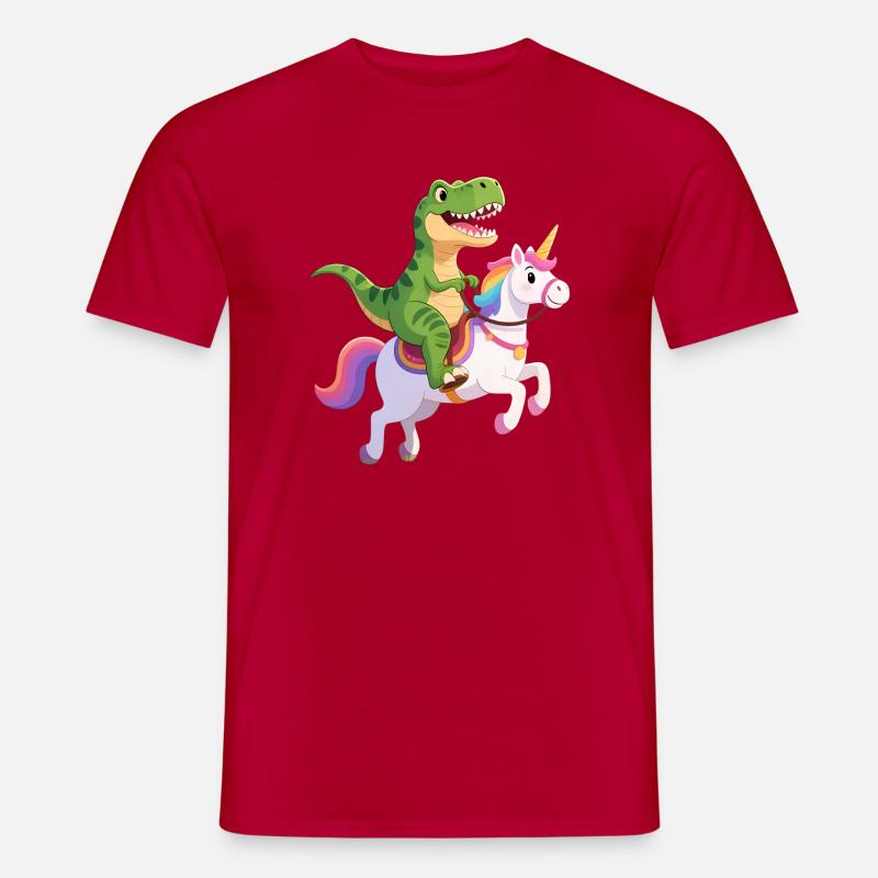 T-Rex auf Einhorn – Fantasy Clash - Männer T-Shirt - Rot