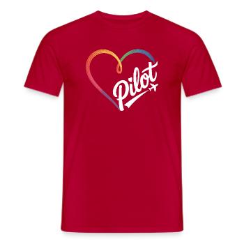 Pilot Herz - Männer T-Shirt - Rot - Vorne - AI Model Male 178 dark (178cm)