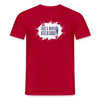 Ride a Cowboy - Men's T-Shirt - red - Front - AI Model Male 178 dark (178cm)