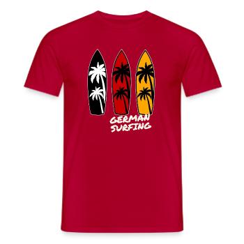 German Surfing - Men's T-Shirt - red - Front - AI Model Male 178 dark (178cm)