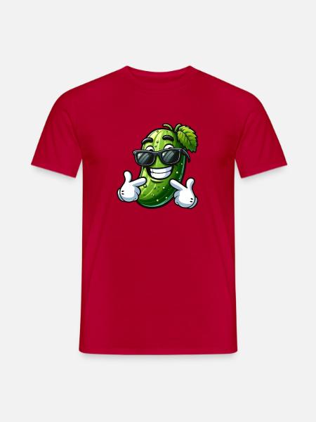 Coole Gurke Cartoon Sonnenbrille Sommer Spaß - Männer T-Shirt - Rot
