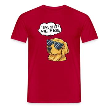 Hilarious Dog with Sunglasses Design - Men's T-Shirt - red - Front - AI Model Male 178 dark (178cm)