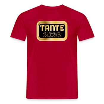 ANNONCE DU BÉBÉ D’AOÛT 2026 - T-shirt homme - rouge - Devant - AI Model Male 178 dark (178cm)