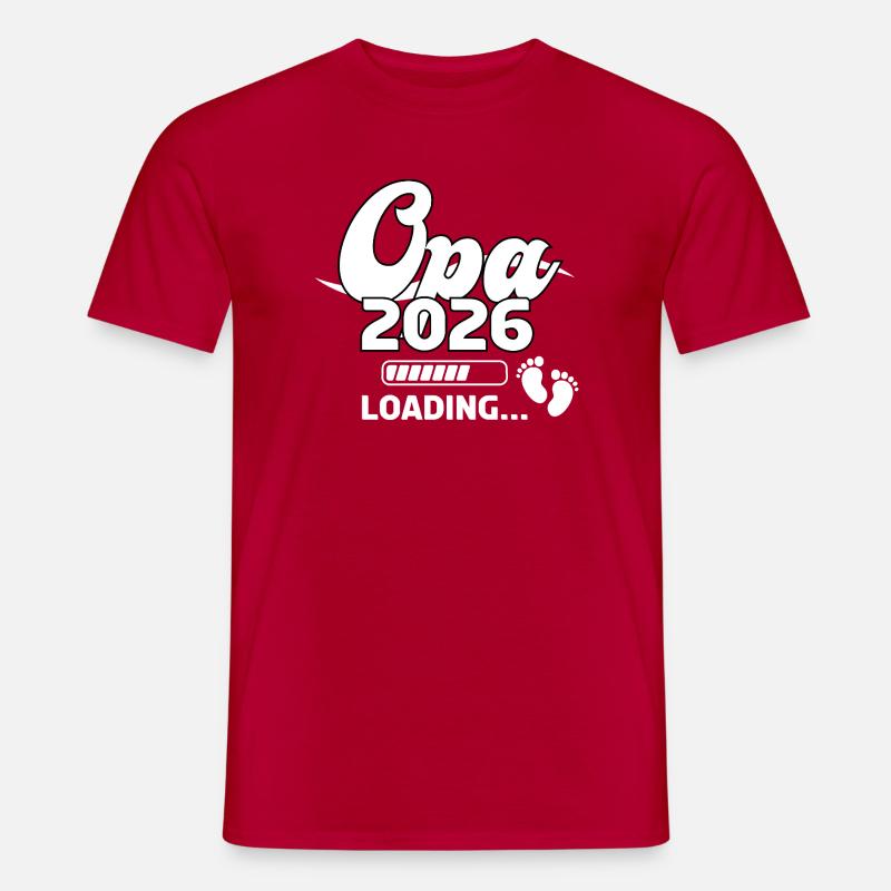 Opa 2026 Loading Baby Footprints Design - Männer T-Shirt - Rot