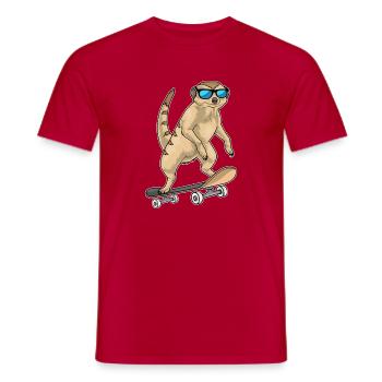 Meerkat Skater Skateboard - Men's T-Shirt - red - Front - AI Model Male 178 dark (178cm)