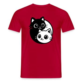 Ying Yang Katzenporträt  - Männer T-Shirt - Rot - Vorne - AI Model Male 178 dark (178cm)