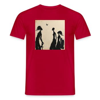 Feminine Silhouetten und minimalistischer Vogel - Männer T-Shirt - Rot - Vorne - AI Model Male 178 dark (178cm)