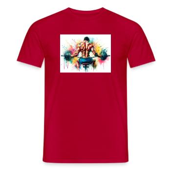 Langhantel Kniebeuge Gewichtheber - Männer T-Shirt - Rot - Vorne - AI Model Male 178 dark (178cm)