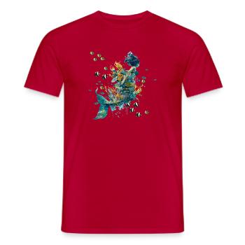 Hydro Mermaid with Coral Sea - Men's T-Shirt - red - Front - AI Model Male 178 dark (178cm)