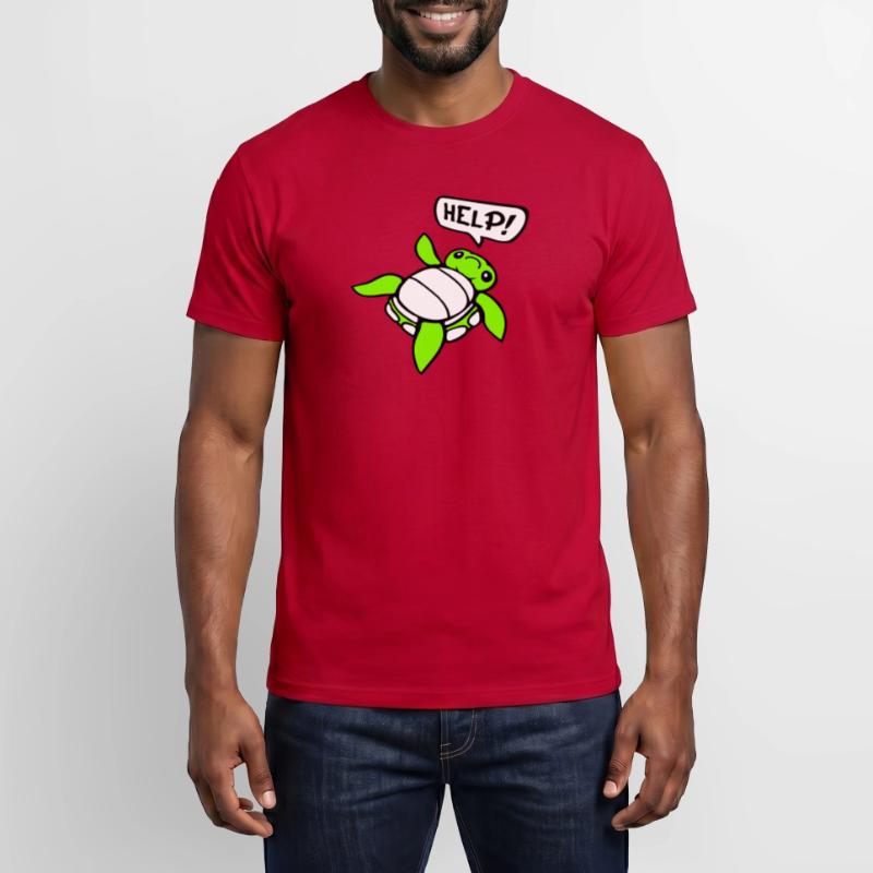 Turtle Back Tilted Over Helpless Side Help Men's T-Shirt