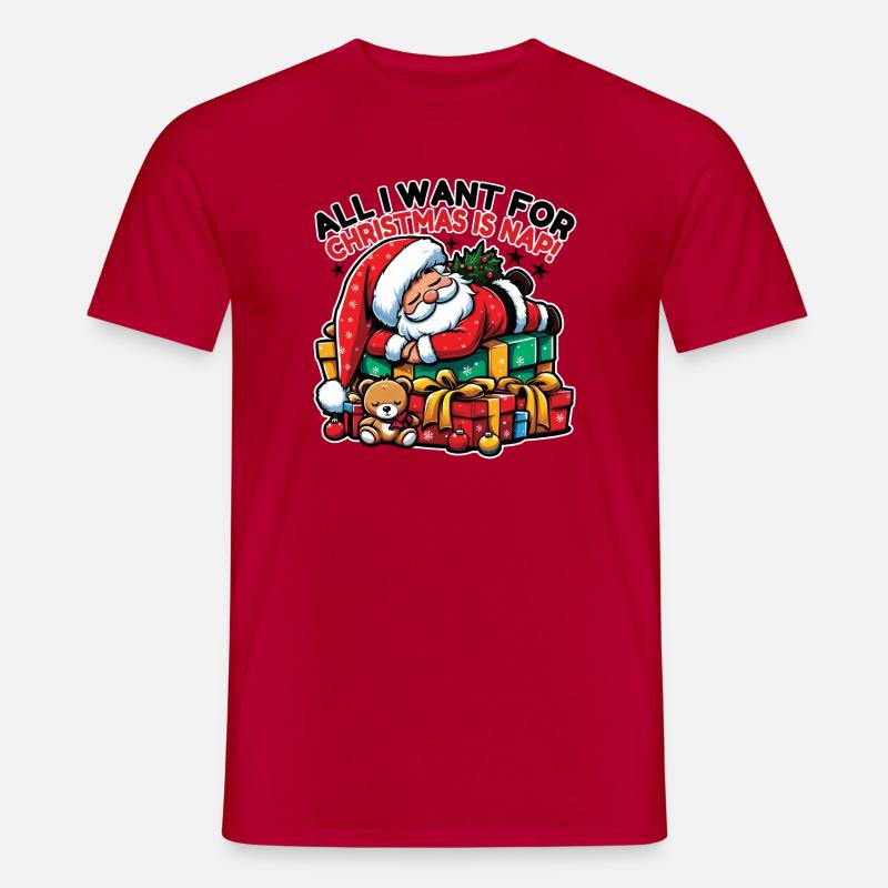 Santa Nickerchen – Traumhafte Weihnachtsruhe - Männer T-Shirt - Rot