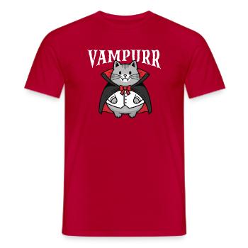 Vampurr Spooky Halloween Vampire Cat - Men's T-Shirt - red - Front - AI Model Male 178 dark (178cm)