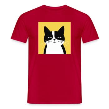 Minimalist Black and White Cat - Men's T-Shirt - red - Front - AI Model Male 178 dark (178cm)
