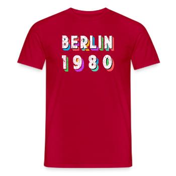 Berlin 1980 Rétro Néon - T-shirt homme - rouge - Devant - AI Model Male 178 dark (178cm)