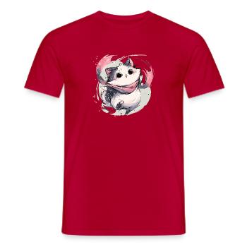 Cuddly kitten with pink scarf - Men's T-Shirt - red - Front - AI Model Male 178 dark (178cm)