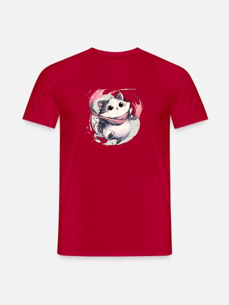 Cuddly kitten with pink scarf - Men's T-Shirt - red