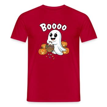 Boo Geist Halloween Bonbonkorb - Männer T-Shirt - Rot - Vorne - AI Model Male 178 dark (178cm)