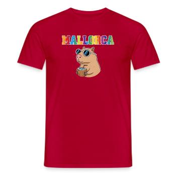 Mallorca Capybara Sunglasses Coconut Drink - Men's T-Shirt - red - Front - AI Model Male 178 dark (178cm)