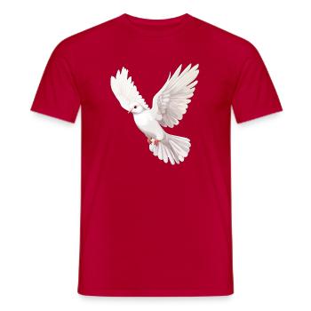 Illustration de colombe blanche en vol - T-shirt homme - rouge - Devant - AI Model Male 178 dark (178cm)