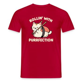 Rouler avec Purrfection - T-shirt homme - rouge - Devant - AI Model Male 178 dark (178cm)