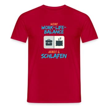 My Work-Life Balance: Work & Sleep - Men's T-Shirt - red - Front - AI Model Male 178 dark (178cm)