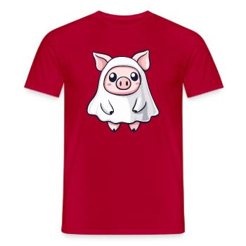 Pig Halloween Ghost - Men's T-Shirt - red - Front - AI Model Male 178 dark (178cm)