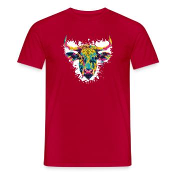 Tête de vache Boeuf Peinture Blobs - T-shirt homme - rouge - Devant - AI Model Male 178 dark (178cm)