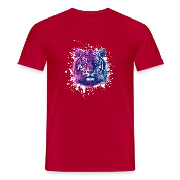Neon Tiger Splatter Portrait - Men's T-Shirt - red - Front - AI Model Male 178 dark (178cm)